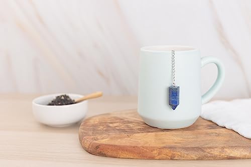 Crystal Tea Infuser - Loose Leaf Tea Steeper with Genuine Lapis Lazuli Gemstone Charm For Tea, Herbal Drink - 2\u201D Stainless Steel Mesh Ball Tea Filter with 1.25\u201D Crystal Pendant (Lapis Lazuli)