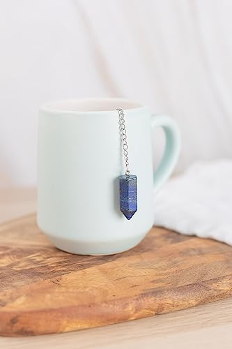 Crystal Tea Infuser - Loose Leaf Tea Steeper with Genuine Lapis Lazuli Gemstone Charm For Tea, Herbal Drink - 2\u201D Stainless Steel Mesh Ball Tea Filter with 1.25\u201D Crystal Pendant (Lapis Lazuli)