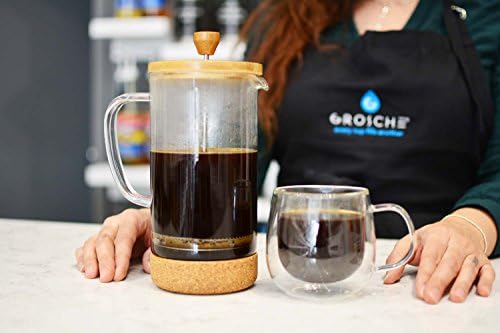 GROSCHE - Melbourne Premium French Press Coffee & Tea Maker (34 oz) with Bamboo Lid And Cork Base | Stylish Design | Coffee Maker | Tea Maker | Cold Brew | Borosilicate Glass
