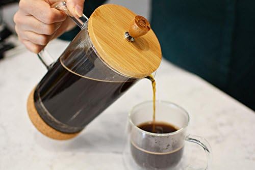 GROSCHE - Melbourne Premium French Press Coffee & Tea Maker (34 oz) with Bamboo Lid And Cork Base | Stylish Design | Coffee Maker | Tea Maker | Cold Brew | Borosilicate Glass